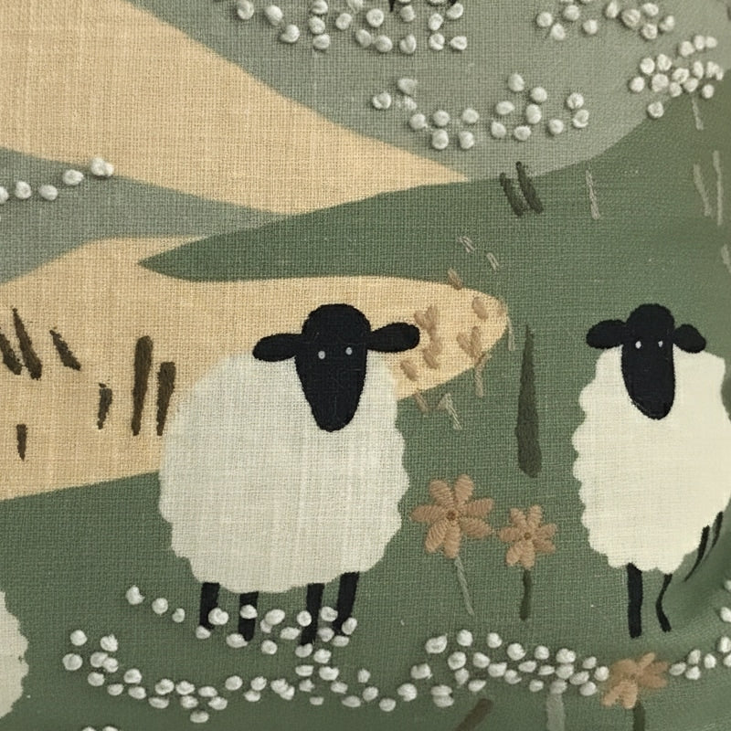 Wandering Sheep Embroidered Pillow