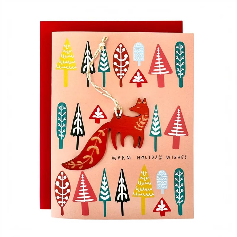 Warm Holiday Wishes Fox Ornament & Card
