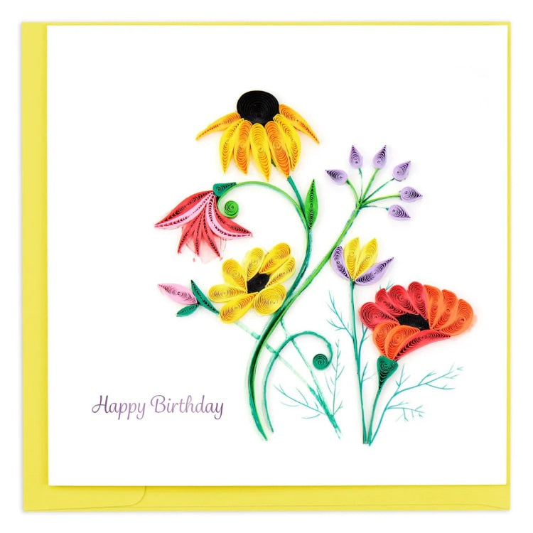 Wildflower Birthday Blooms Quilling Card