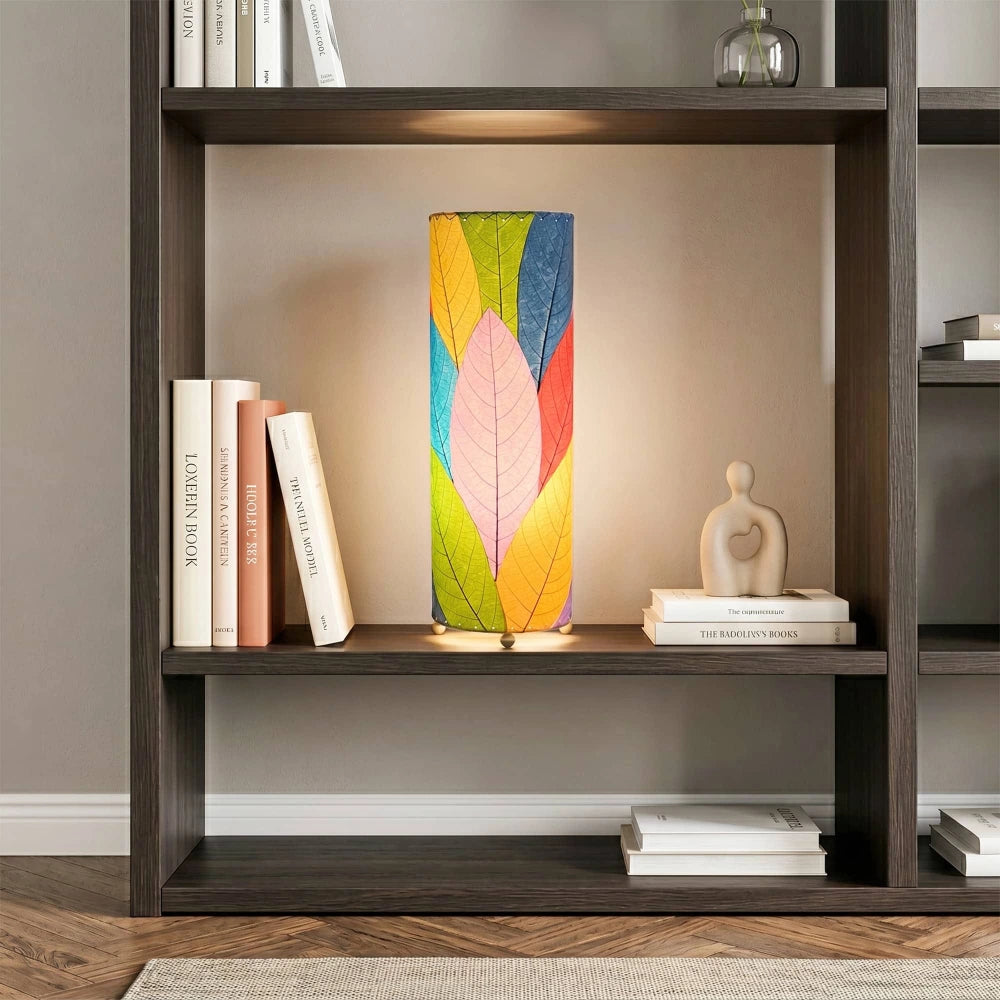 Cocoa Leaf Cylinder Leaf Lamp 24" - Multi