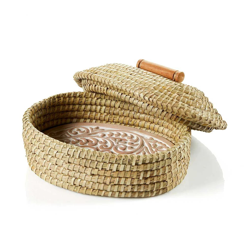 Curly Fern Bread Warmer Basket with Lid