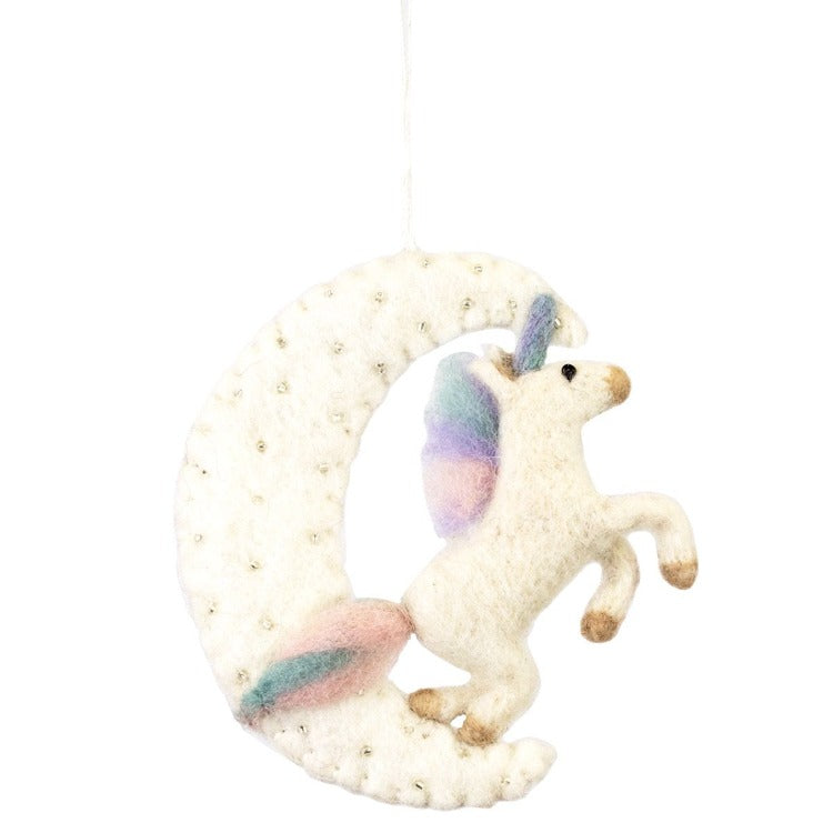 felt Unicorn Moon ornament