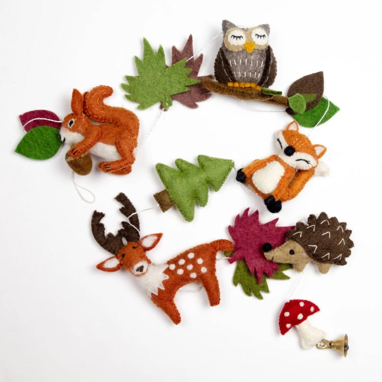 felt forest animal garland