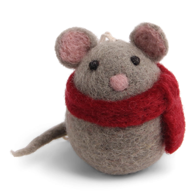 Felt Mouse with Scarf Ornament