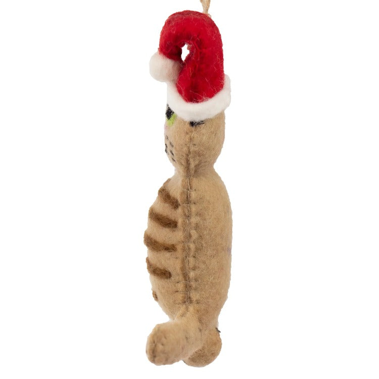 felt santa cat ornament ginger tabby 2