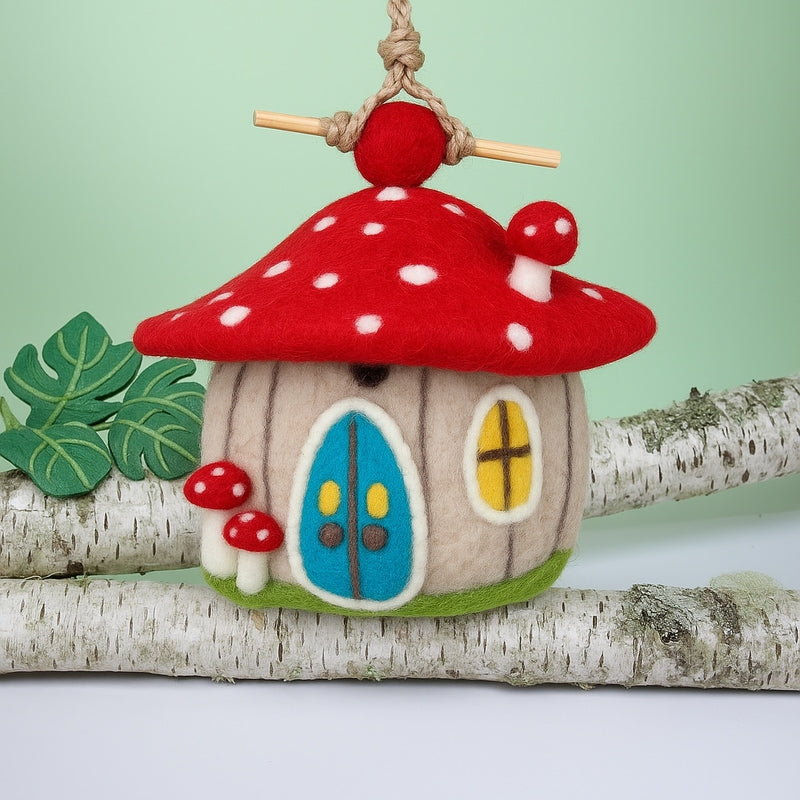 Forest Mushroom Felt Birdhouse