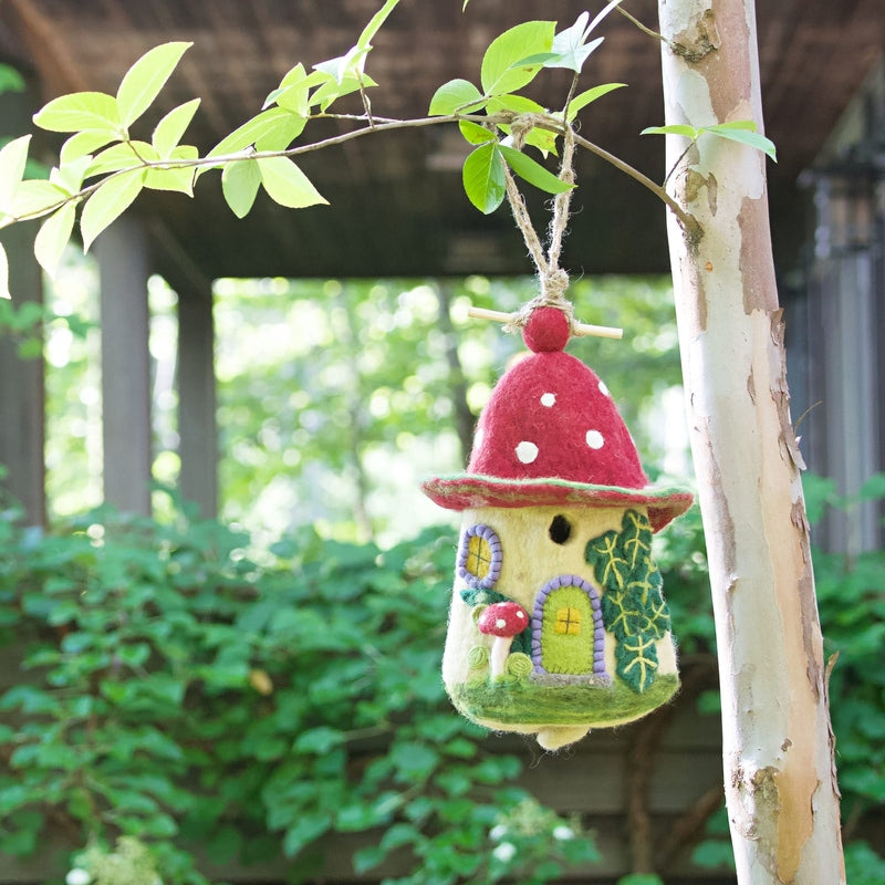 Felt Birdhouse Mossy Mushroom