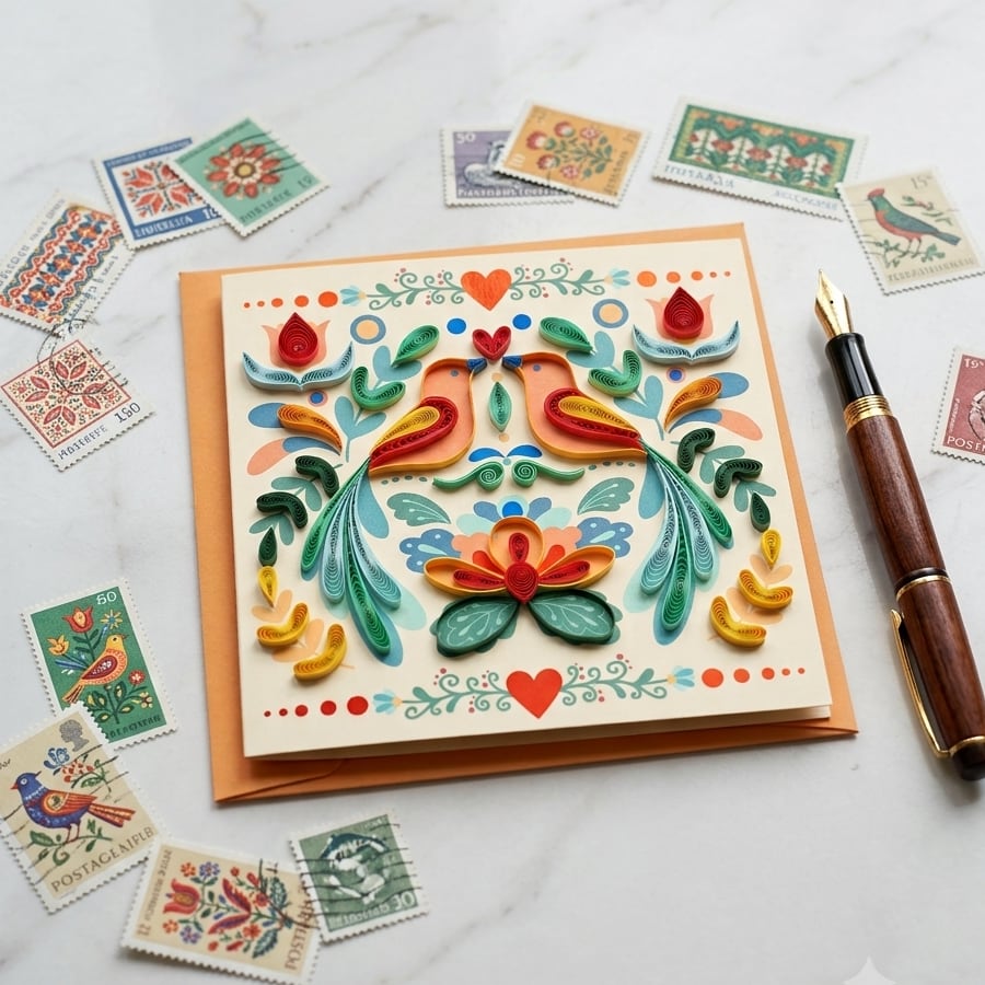 Folk Art Quilling Card