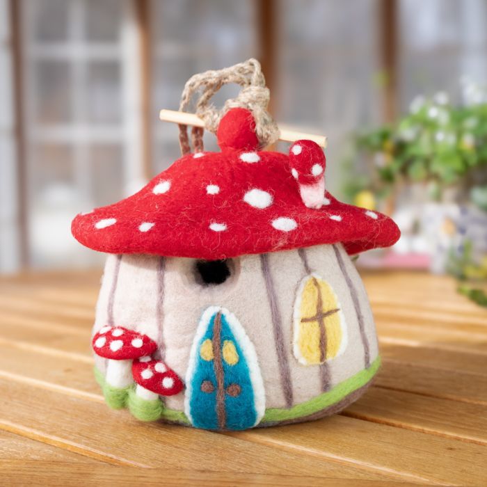 forest mushroom felt birdhouse styled 1