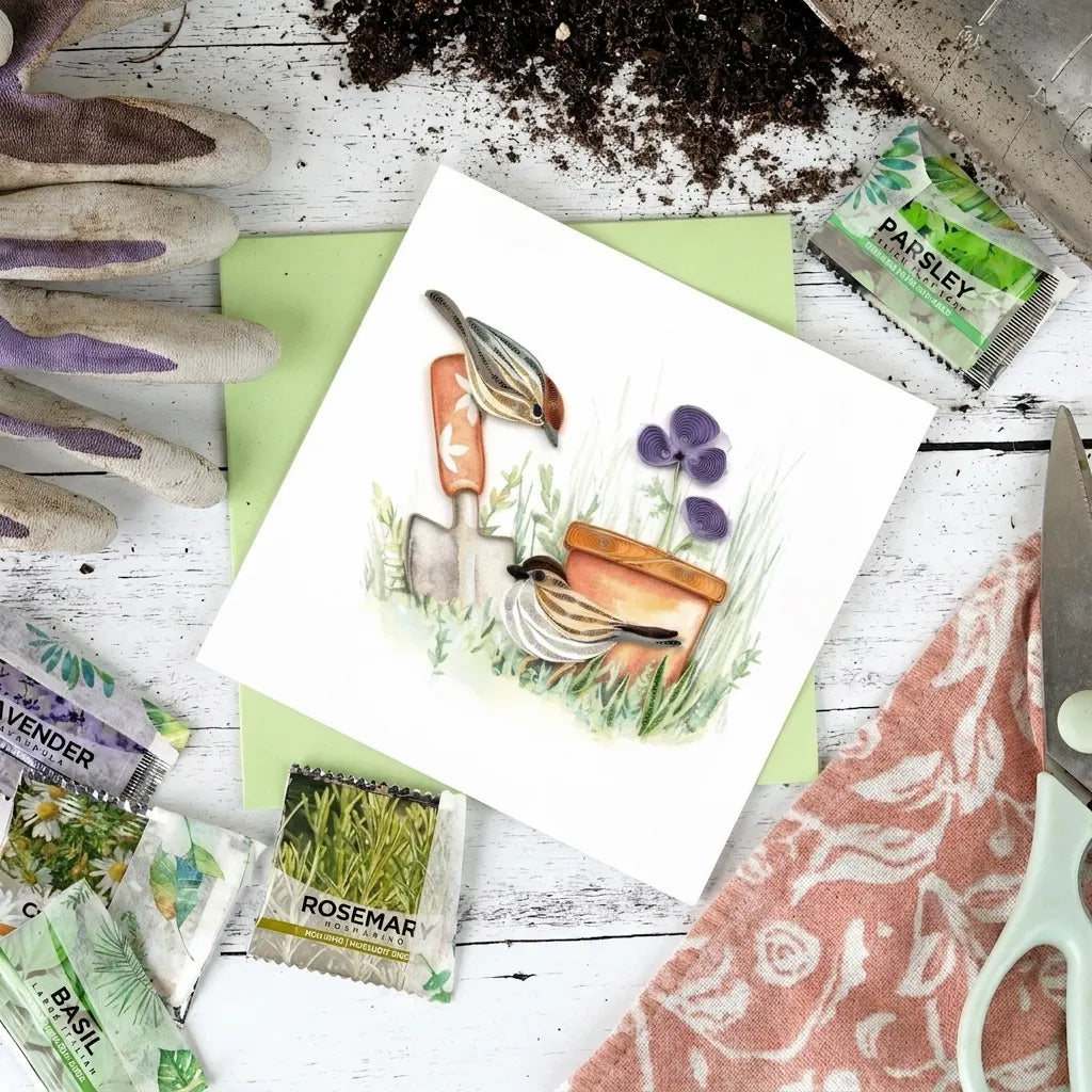 Garden Sparrow Quilling Card