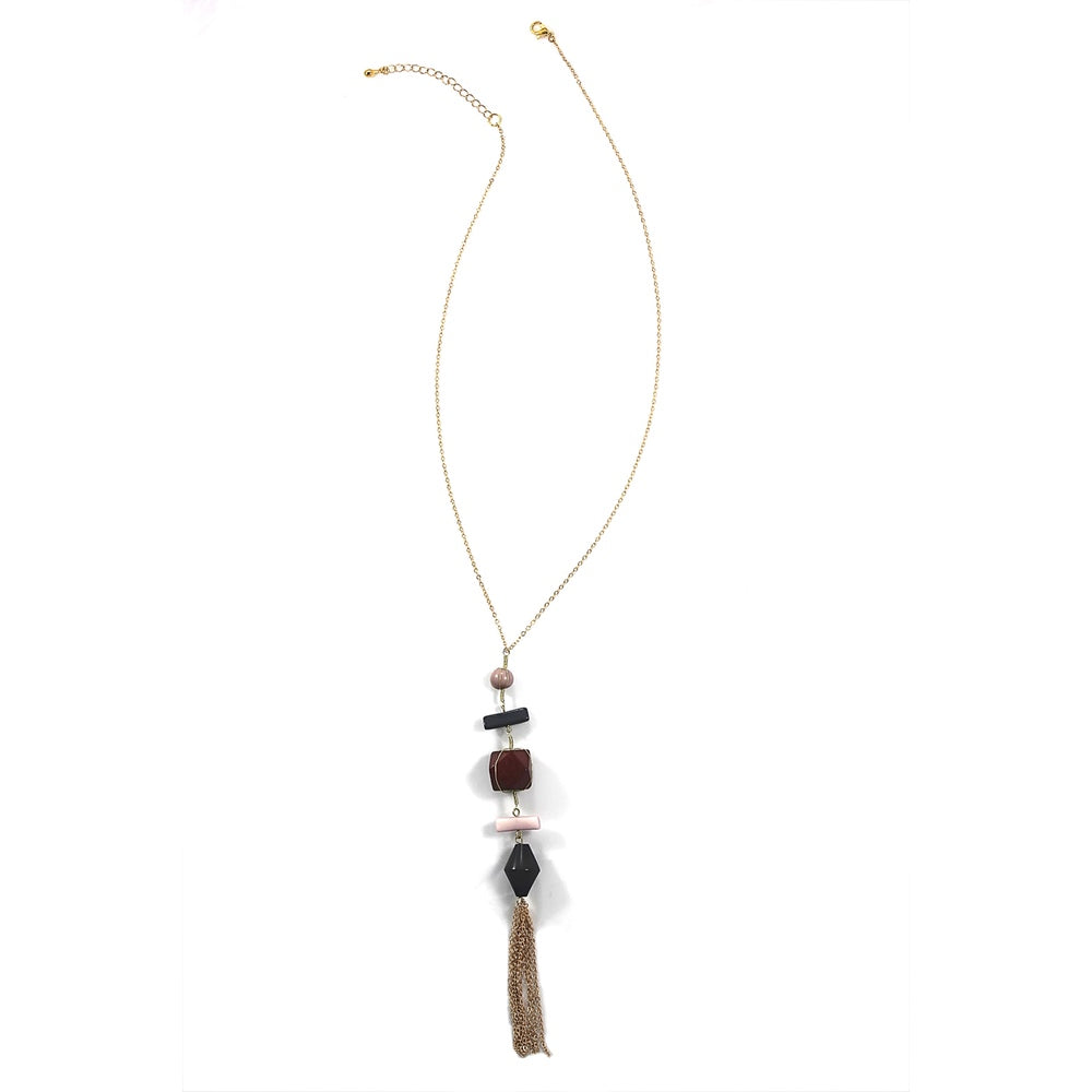 Geo Modern Necklace - Burgundy