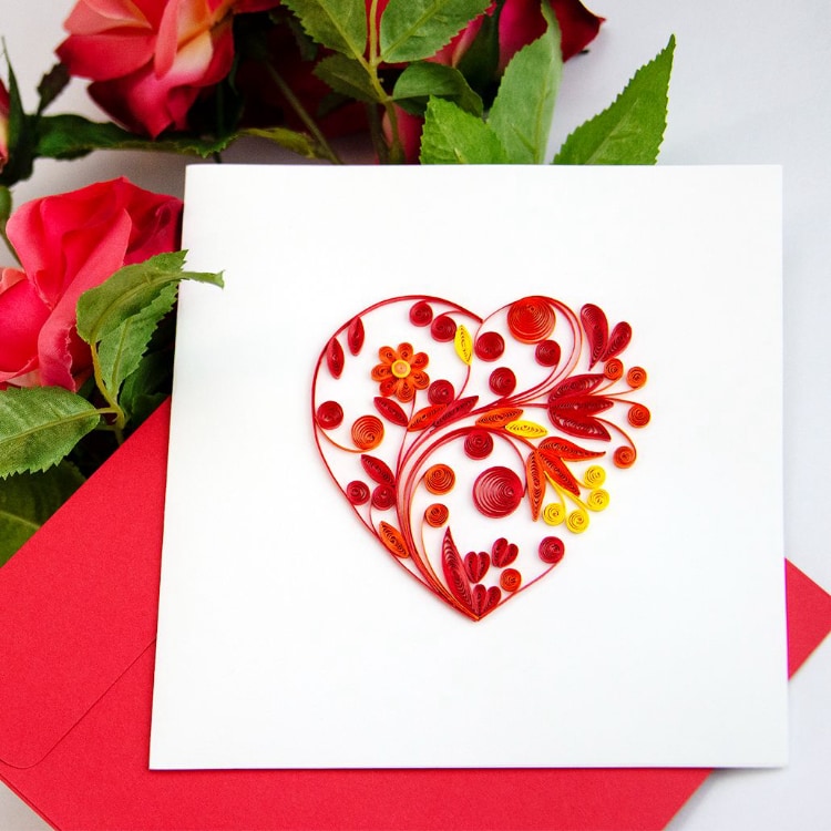 heart quilling card styled