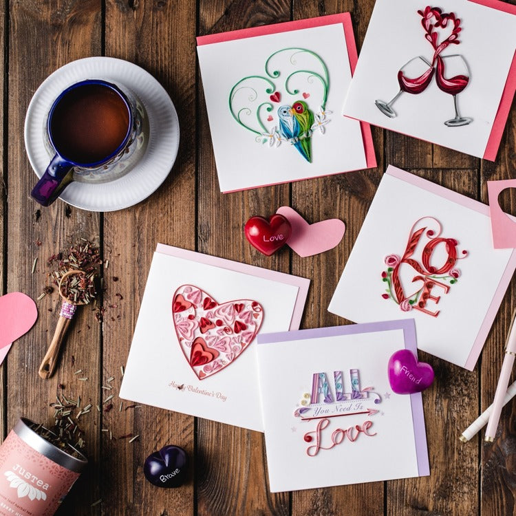 heart quilling cards