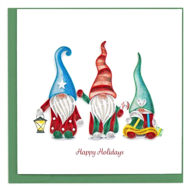 holiday gnomes quilling card