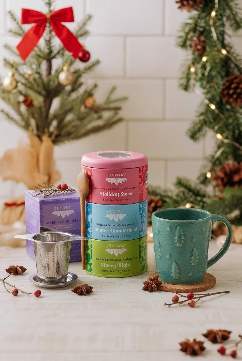 Holiday Mug + Tea Trio Gift Set