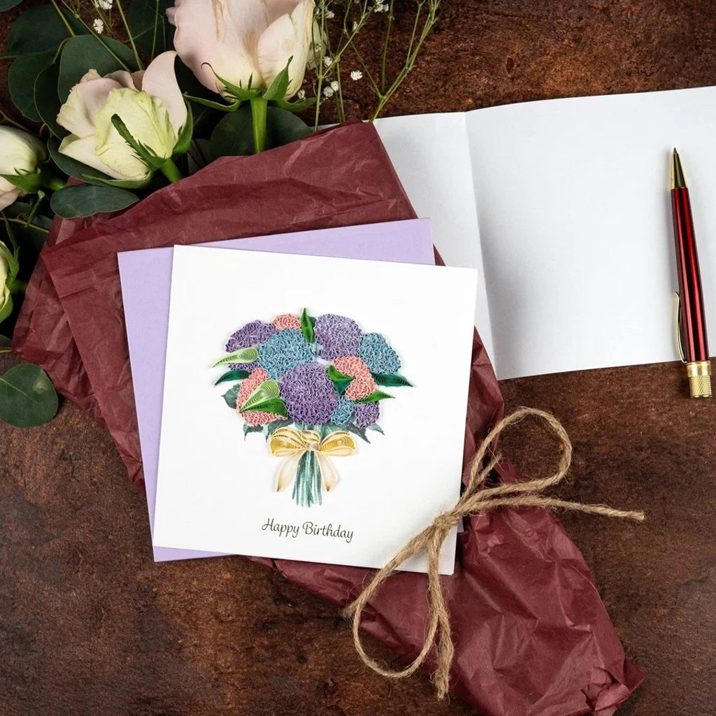 Hydrangea Bouquet Birthday Quilling Card