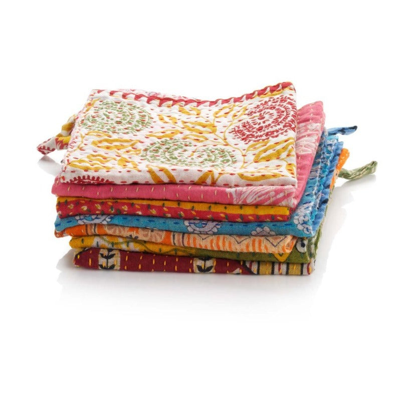 kantha dishcloth stacked