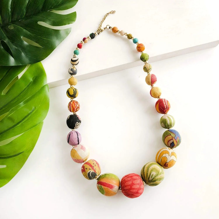 kantha graduated statement bead necklace styled