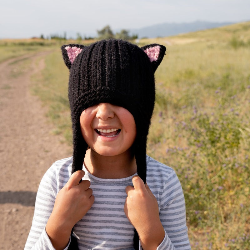 kids animal hat black cat model