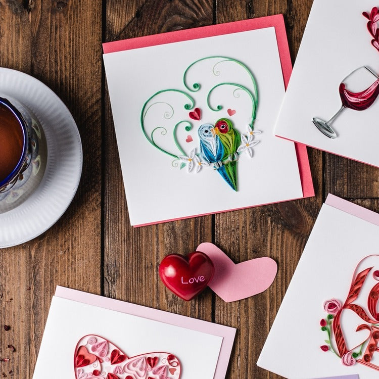 love birds quiling card styled
