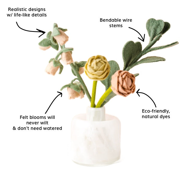 Mango Twist Felt Flower Bouquet