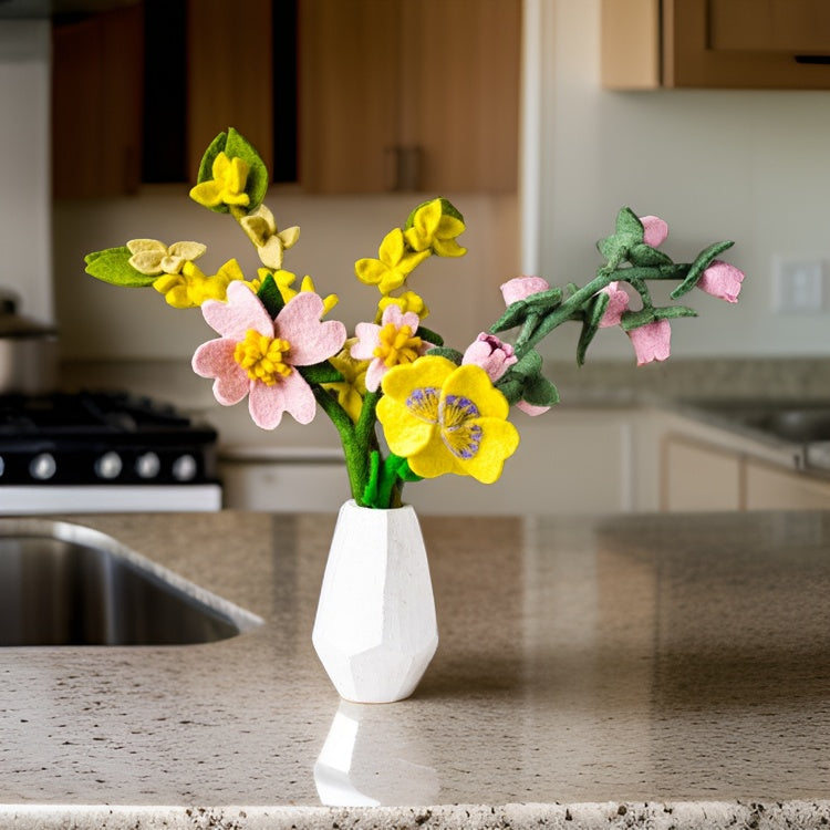 mellow sunshine felt flower bouquet styled new
