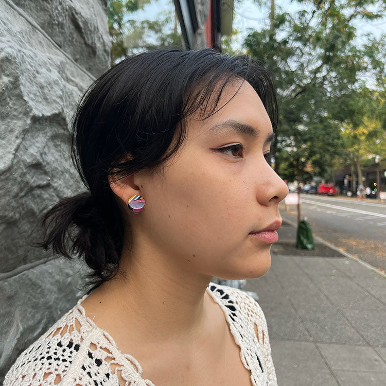 Round Mosaic Stud Earrings
