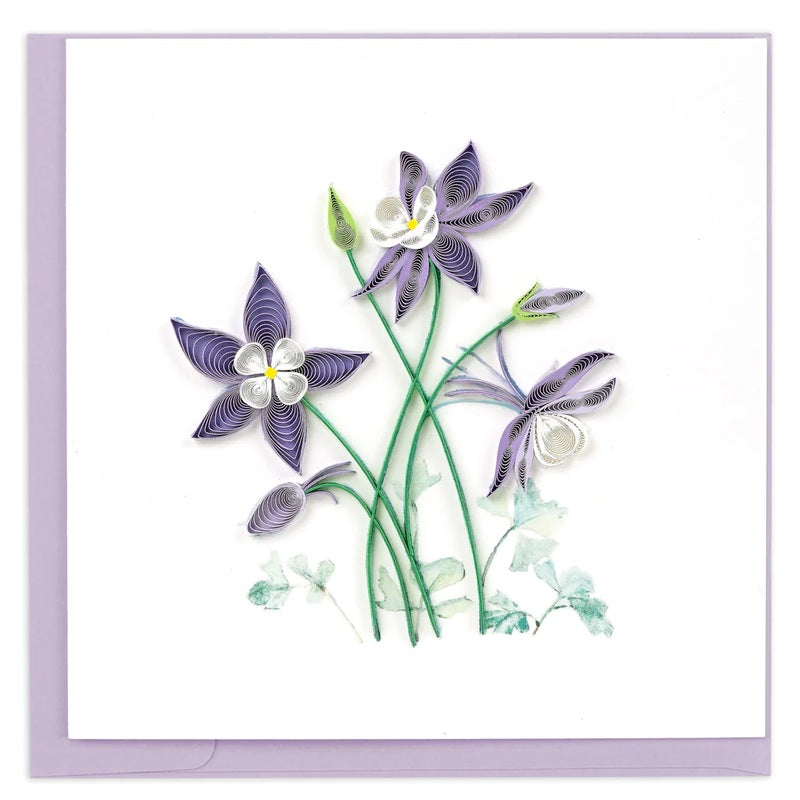 new columbine flowers quilling card