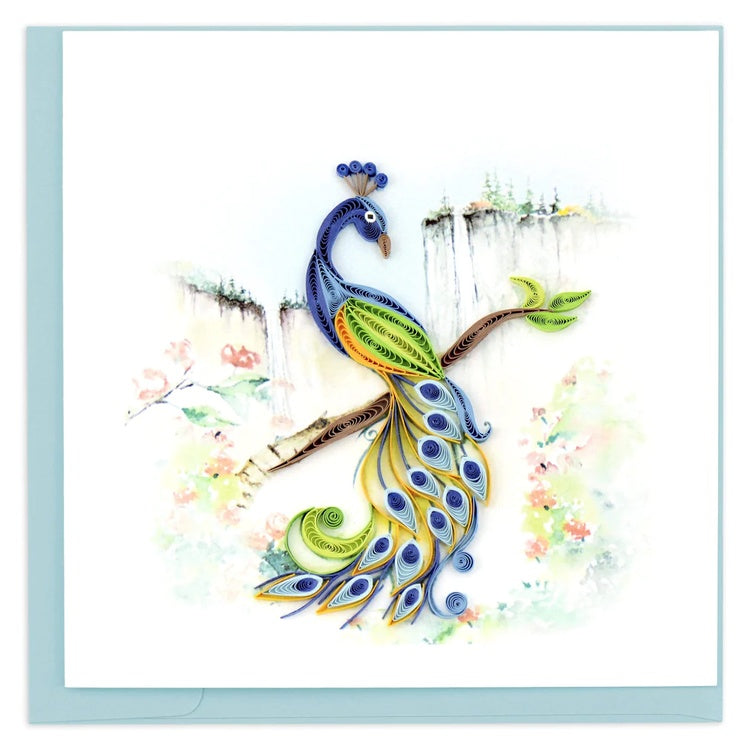 posing peacock quilling card