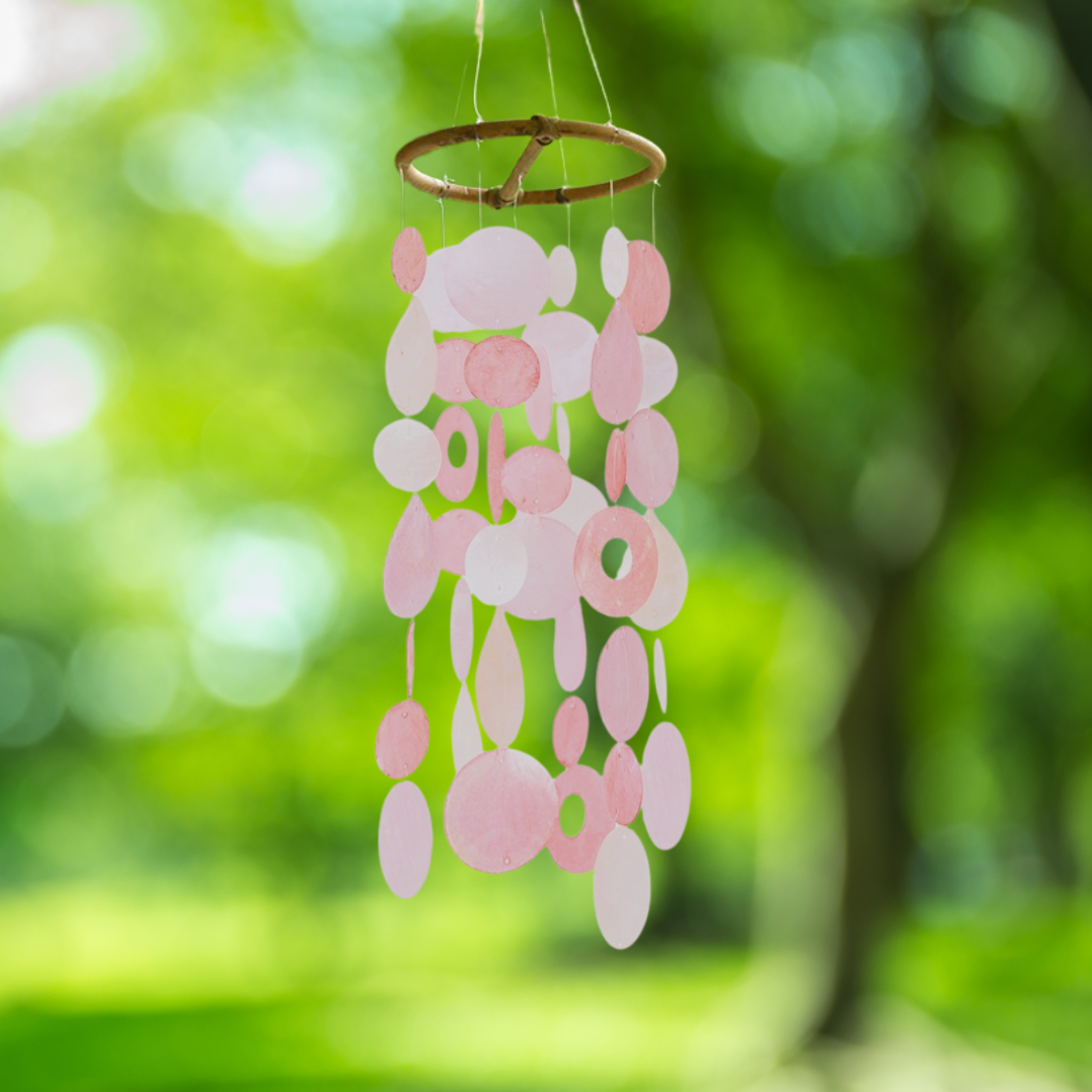 Small Round Capiz Shell Chime - Pretty in Pink