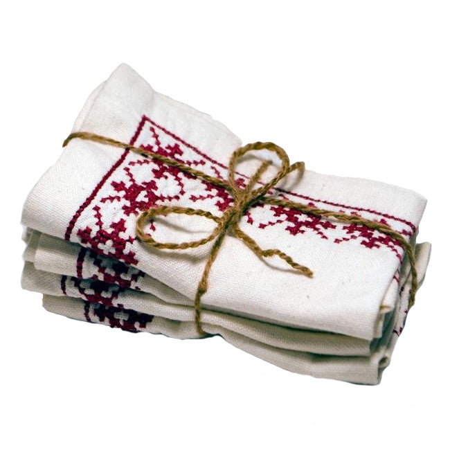 snow leopard trust napkins maroon snowflake