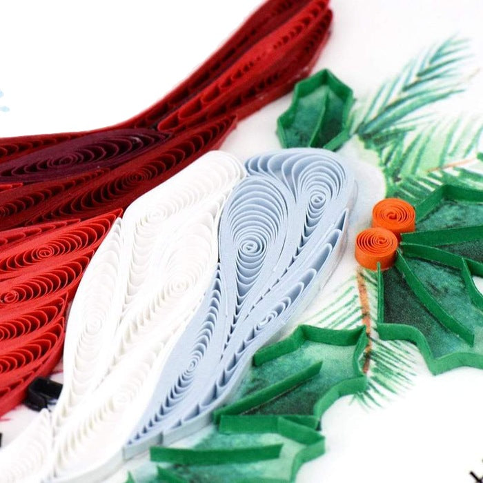 snowy cardinal quilling card detail 2