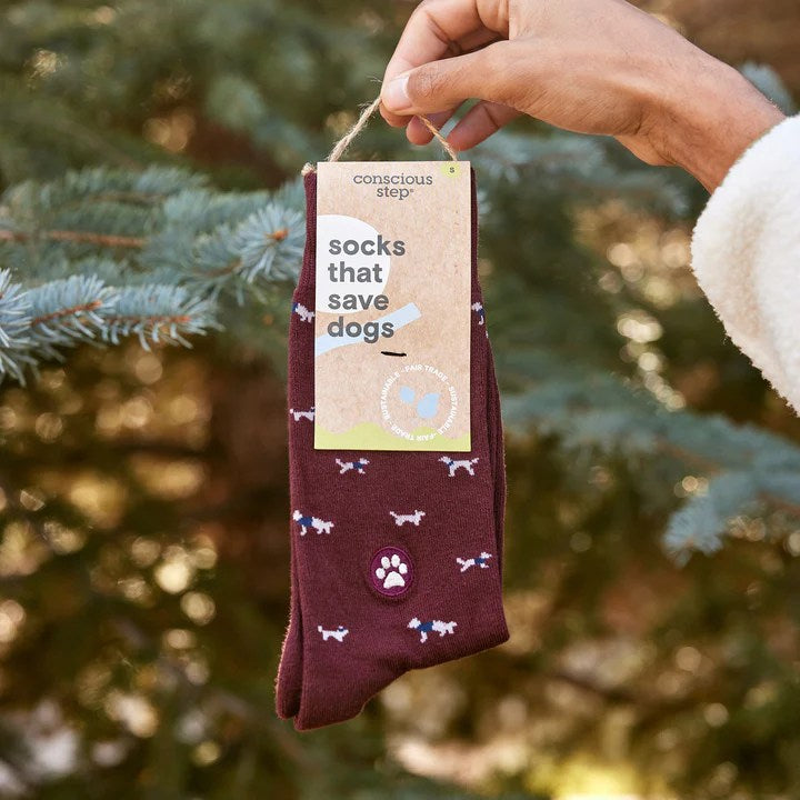 socks that save dogs burgundy 1