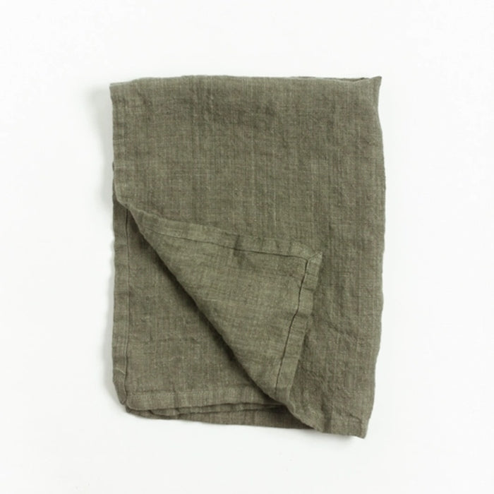 stone washed linen towel sage