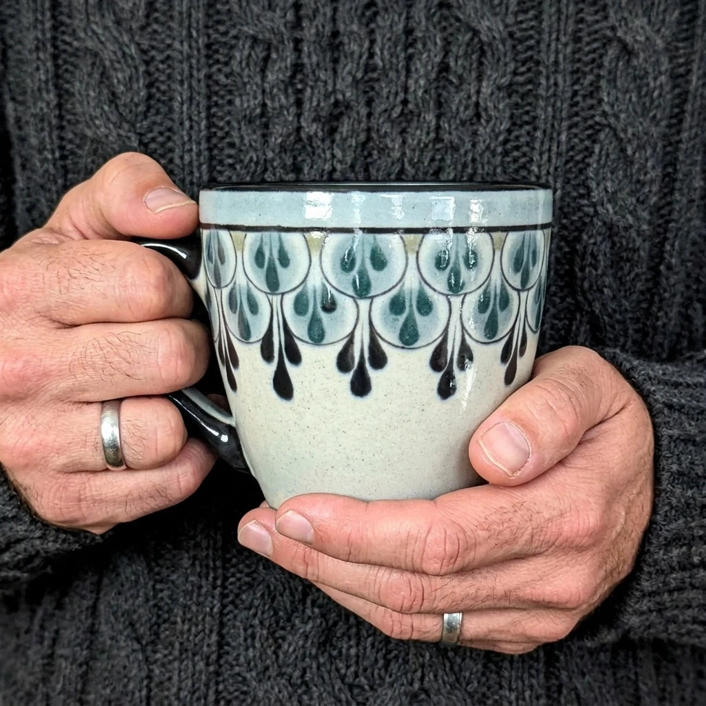 Stoneware Coffee Mug Dark Navy/Grey