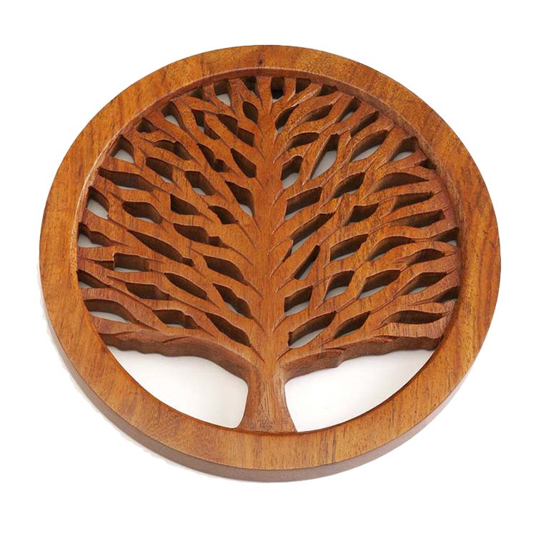 tree of life wood trivet