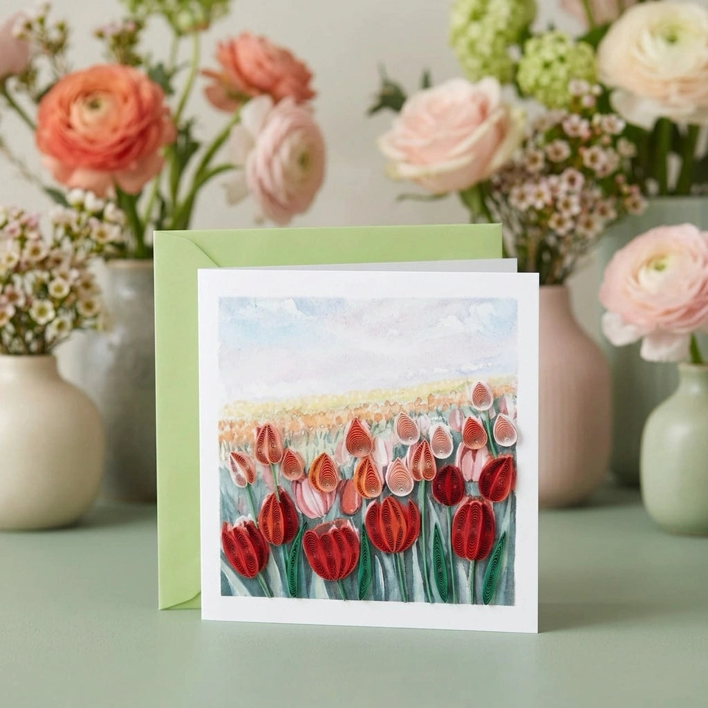 Tulip Field Quilling Card