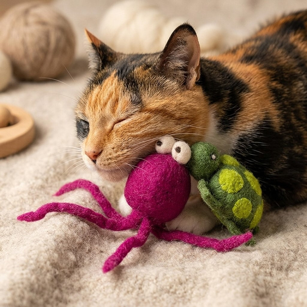 Turtle and Jellyfish Cat Toy Set of 2