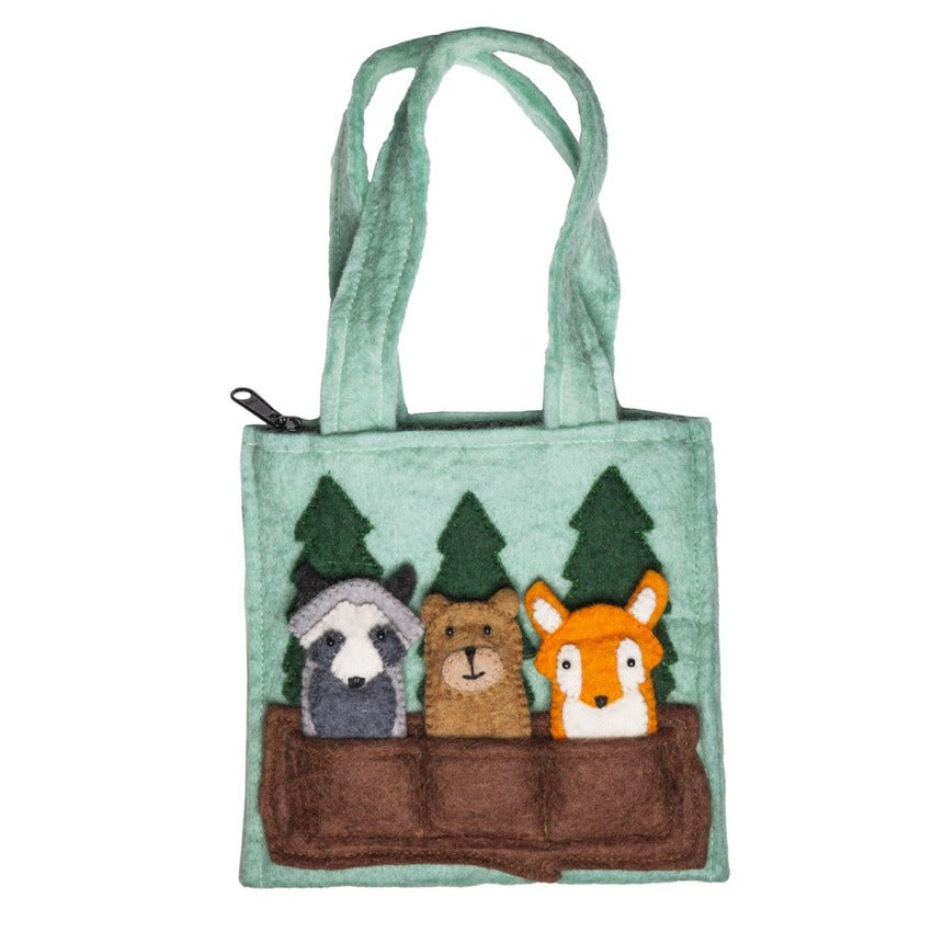 woodland friends finger puppet bag