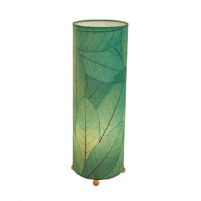24 Inch Cocoa Leaf Cylinder Table Lamp Blue