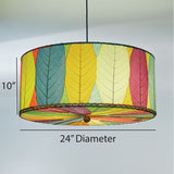 Drum Pendant 24” Leaf Lamp - Multi