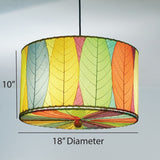 Drum Pendant 18” Leaf Lamp - Natural - est. ship 5/2026