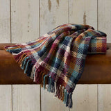 Serrv Aaram Plaid Rethread Throw with colorful woven plaid design and fringed edges, cozy and decorative for living room or bedroom.