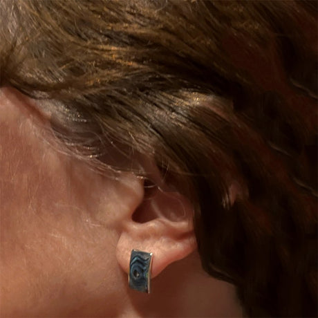Abalone Waves Earrings by Women's Peace Collection featuring shimmering abalone shell in a wave design for elegant jewelry.