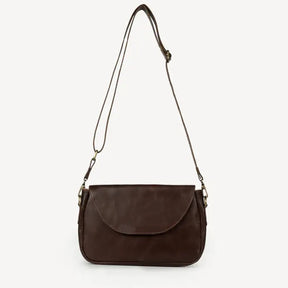 Joyn Alisha Crossbody Bag in heritage brown leather, featuring a sleek design and adjustable strap for stylish everyday use.