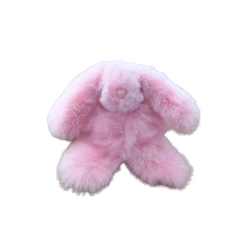 Pink alpaca fur bunny plush from Blossom Inspirations featuring soft, fluffy fur and a cute, realistic bunny design.