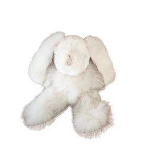 White alpaca fur bunny plush toy from Blossom Inspirations, soft and realistic-looking decorative animal figure.