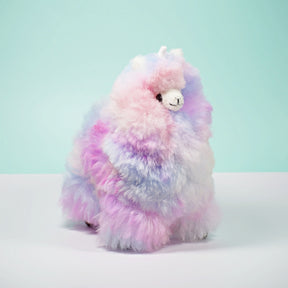Soft pastel alpaca fur Llamacorn plush toy by Blossom Inspirations featuring a cute llama with unicorn horns and fluffy texture.
