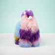 Soft alpaca fur Llamacorn Zesty Twist plush toy by Blossom Inspirations, featuring colorful, textured alpaca fur and whimsical llama unicorn design.