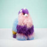Soft alpaca fur Llamacorn Zesty Twist plush toy by Blossom Inspirations, featuring colorful, textured alpaca fur and whimsical llama unicorn design.